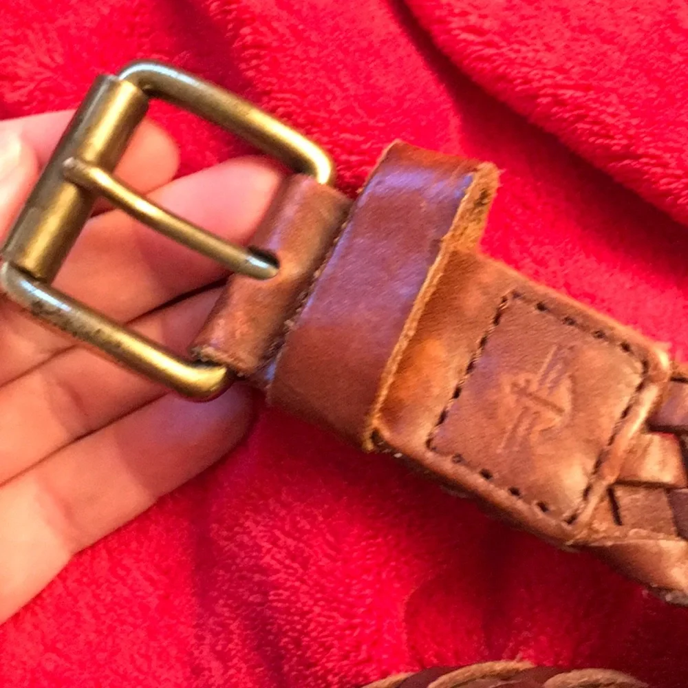 Dockers Y2K size 44 men’s woven braided leather belt brass buckle vintage 90s